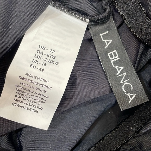 La Blanca One Piece Swimsuit Size 12 NWT Black One Shoulder Tummy Control - Picture 10 of 14
